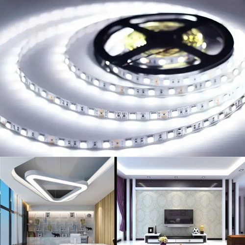 Rollo Led Unicolor Blanco Frío 2835 De 5 Metros 120 Leds Por Metro Recortable Tira De Luces Led Con Alta Intensidad De Brillo Marca Dosyu