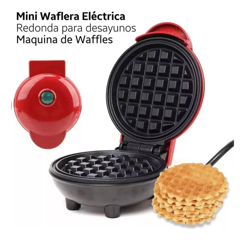 Mini Máquina De Gofres Waflera Pequeña Redonda Hacer Desayun