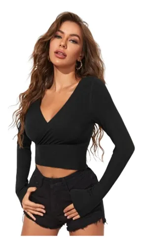Top crop blusa sale