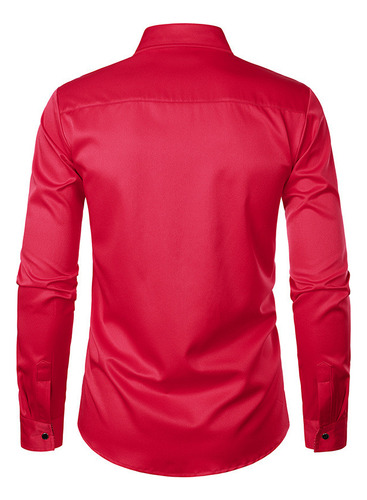 Blusa Camisa De Manga Larga Con Botones Y Cuello Vuelto Para