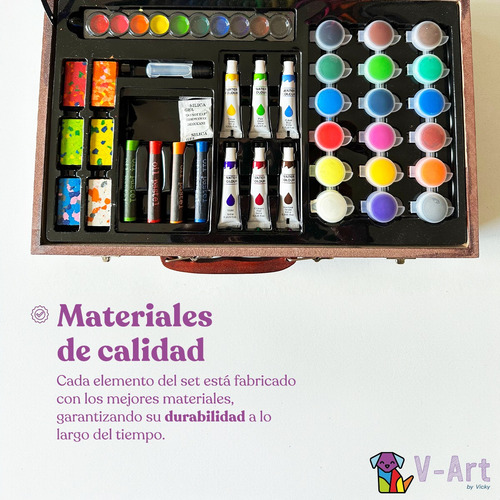 Set Arte Infantil Dibujo Maletin Madera Valija Pintura X 130