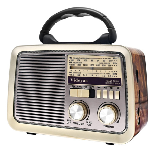 Videyas Altavoces Bluetooth Retro De Radio Vintage, Radio Fm