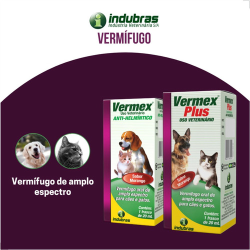 Vermífugo Para Cães Dose Única Líquido Vermex Plus 20ml