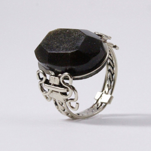 Anillo Obsidiana Dorada Facetada