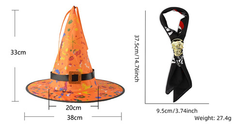 Sombrero Halloween De Bruja Con Luz Led ,pajarita Calavera