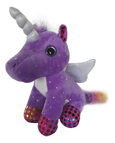 Peluche Unicornio Con Estrellas Color Violeta