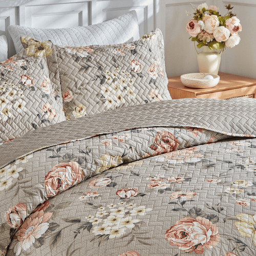 Kit Colcha Queen 3pç Estampada Itália 150 Fios Dupla Face Cor Fiori