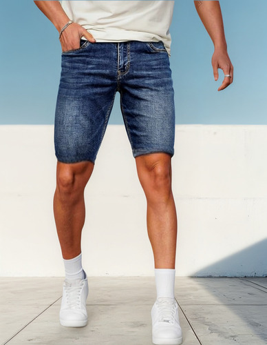 Bermuda Mezclilla Stretch Hombre Jeans Premium