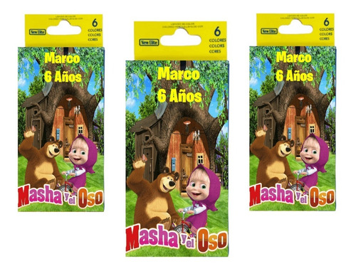 Masha Y El Oso Lapices De Colores Personalizados X10   