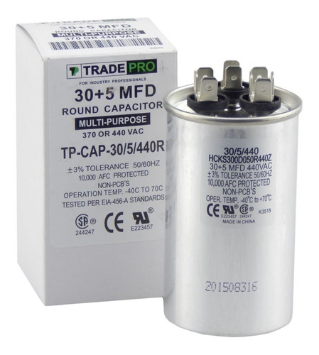 Capacitador Marcha 7.5 Mfd 370 Vac (3 Unds)