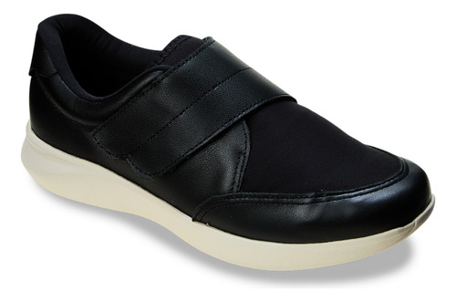 Tênis Casual Feminino Am19001 Com Calce Fácil Preto Usaflex