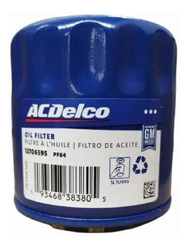 Filtro Aceite Sellado Cadillac Ct6 2016-2018 2.0l Ac Delco