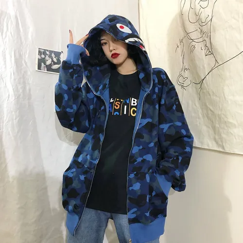 Chaqueta Unisex Con Capucha Holgada En Forma De Tiburón Para