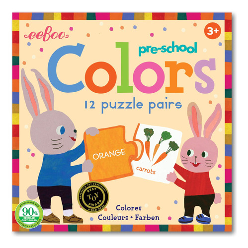Eeboo: Pares De Rompecabezas De Colores Preescolares, Aprend