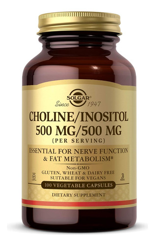 Solgar - Colina /inositol 500 Mg /500 Mg, 100 Cápsulas