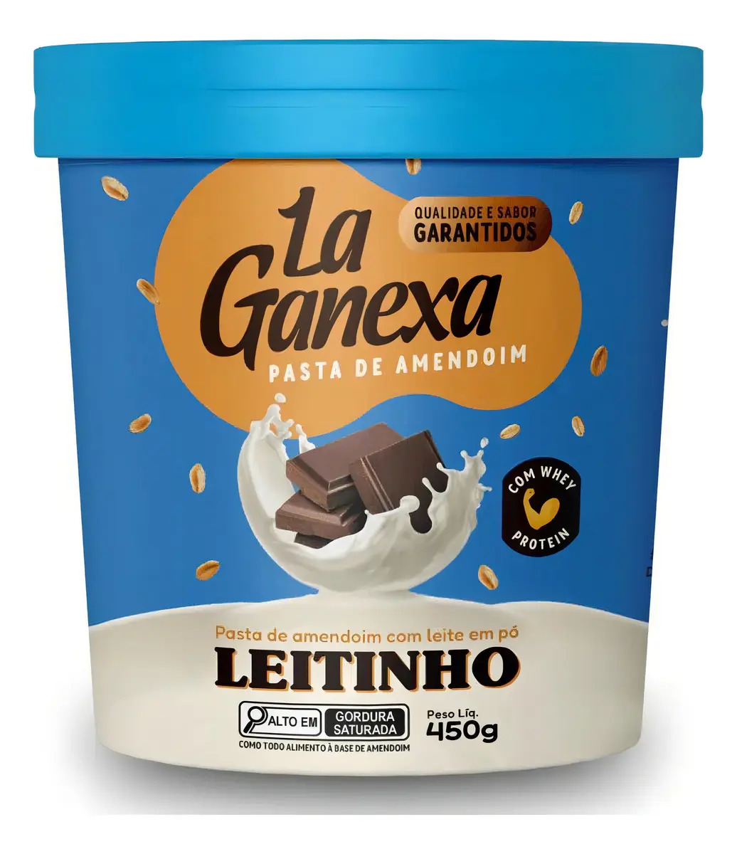 Pasta De Amendoim La Ganexa com Whey Protein Zero Açúcar Pote 450g Sabor Leitinho