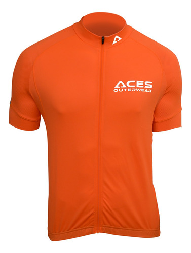 Aces Factor Maillot Ciclismo, Naranja/fiesta De Bloques, M