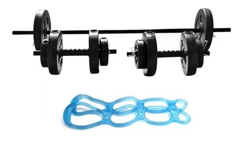 Barra + 2 Mancuernas PVC + 50 Kg Discos Agarre Kit Set De Pesas. (4 discos