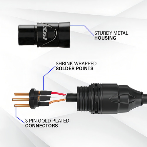 UNITS_PER_PACKCable XLR de 1 XLR macho a 1 XLR hembra Lyxpro LYXLCS12RM3W blanco de 91.4cm
