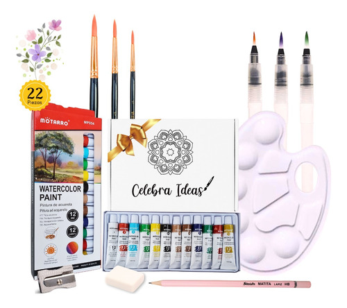 Set De Arte Acuarela En Tubos Kit De Arte Pinturas 22 Piezas