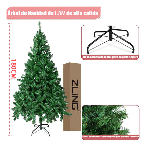 Árbol De Navidad Artificial Para Navidad 6ft/1.8 M 800 Ramas