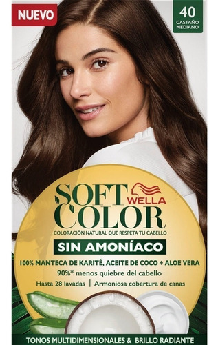 Kit Tintura Wella Professionals  Soft color Tinte de cabello tono 40 castaño medio para cabello
