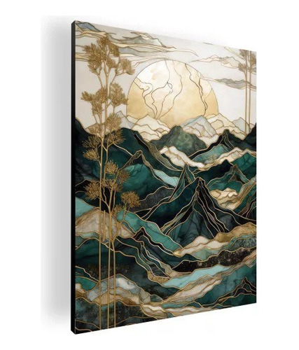 Cuadro Decorativo Montañas Puesta De Sol Abstracto 42x60 Cm