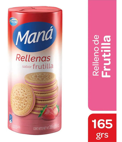 Mana Galletitas Rellenas Sabor Frutilla X 165 Gr