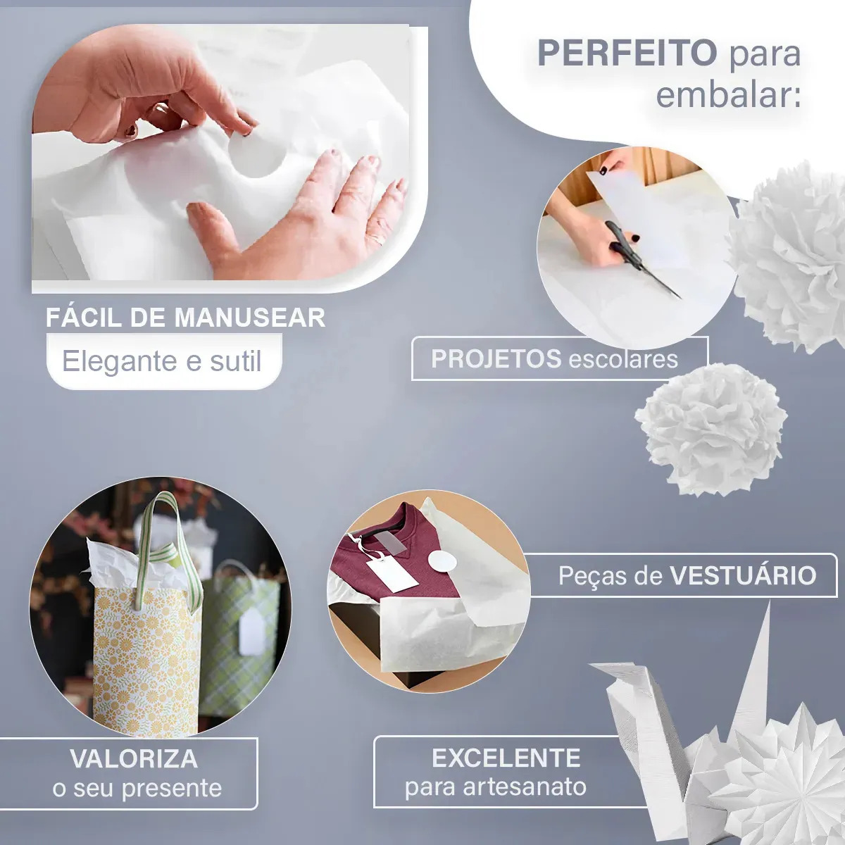 Papel de Seda Liso BJG ECOM 40x40 cm Rosa Brilhante/Fosco Para Artesanato e Embalagens - Pack com 100 Folhas