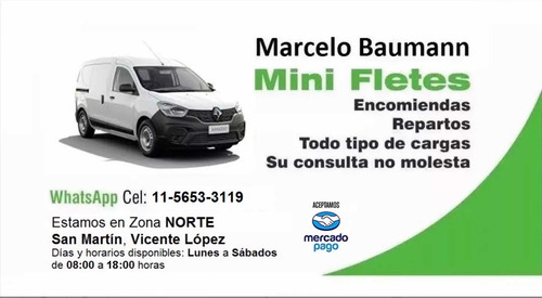 Miniflete,hora $9000,km $900mercadopago,whastap11-5653-3119