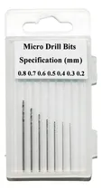 Comprar Set De 7 Micro Mechas Para Mini Taladros Medidas 0,2mm-0,8mm