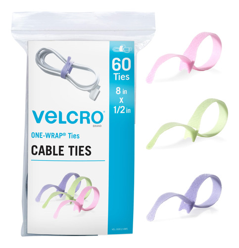 Velcro Brand Bridas De Cable Pastel Reutilizables Y Resisten
