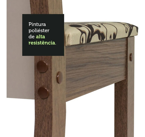 Juego Comedor Talita 4 Sillas Tapizadas Floral Marron/beige