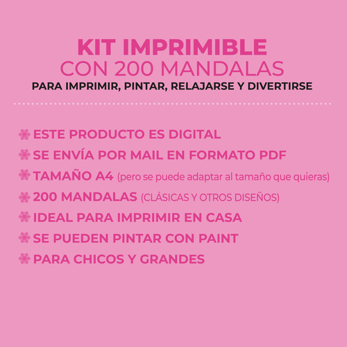 Kit Imprimible 200 Mandalas Para Pintar Colorear Pdf A4