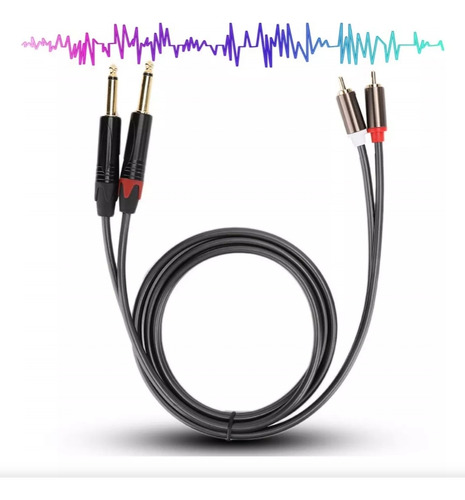 Cable De Audio Dual Rca Macho A Dual Plug 6.35 1.5 Metros