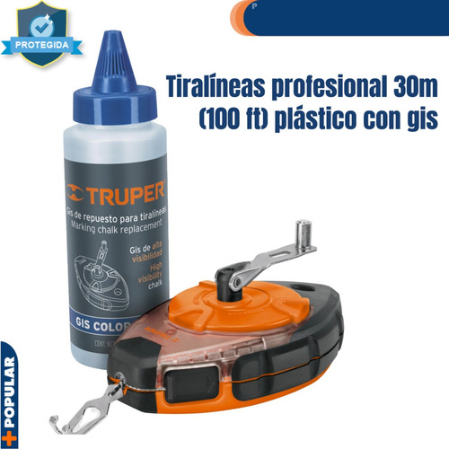 Tiralíneas Profesional 30m (100 Ft) Plástico Con Gis, 18575