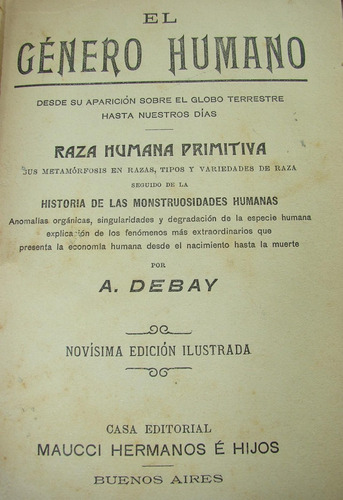 El Genero Humano ( Fisiologia Y Raza )auguste Debay Lnu