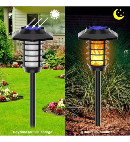 4 Lámparas Solares En Forma De Antorcha Para Jardín Ip65