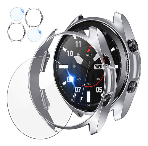Funda Galaxy Watch 3 45mm X2(u) + 2 Protectores Silver