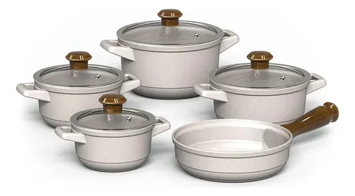 Conjunto Panelas Cerâmica Duo Smart 5 Peças Creme Ceraflame