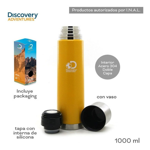 Termo Para Mate Acero Inoxidable 1 Lts Discovery Doble Capa