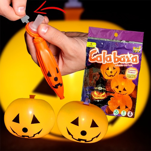 Set Kit 5 Globos Inflable Calabaza Con Luz Halloween