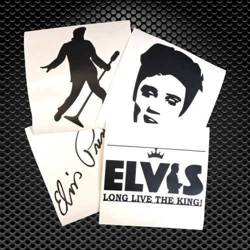 Imagem 1 de 3 de Kit Adesivo Carro Moto Elvis Presley 15cm - 4 Unidades Preto