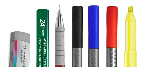 Kit Escolar 7 Peças Escrever E Marcar Canetas Faber Castell