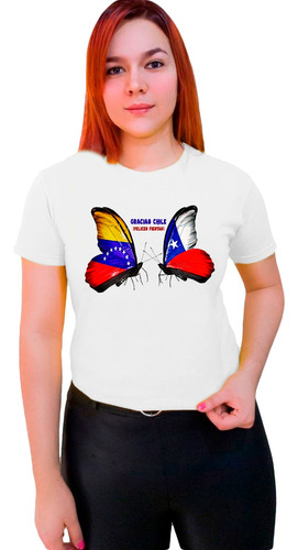 Polera Chile Fiestas Patria Venezuela Gracias Chile Mariposa