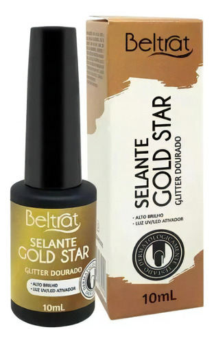 Top Coat Selante Beltrat Gold Star Glitter Dourado Unha 10ml