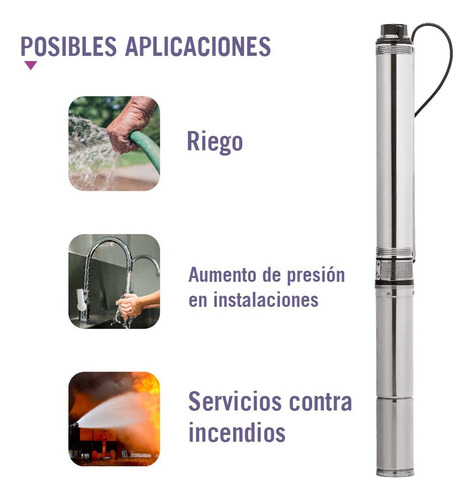 Bomba Sumergible De Pozo Acero Inox 2hp Agua Limpia Pluvius