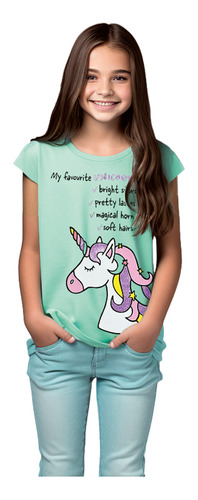 Playera Niña Moda Estampado Unicornio Cool Diseño Original