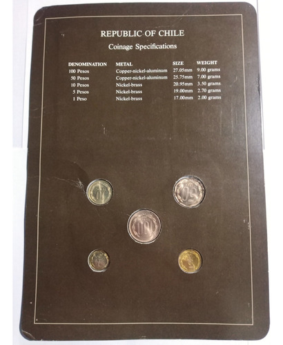 Set Monedas 100 50 10 Pesos Chile 1980s Nueva Unc Coleccion