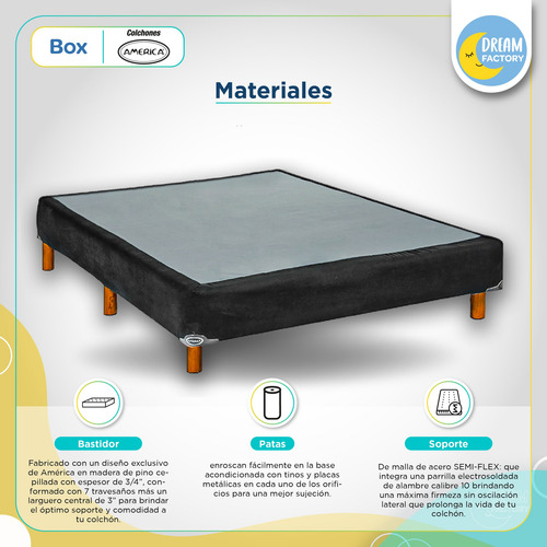 Imagen 4 de 8 de Base O Box Para Colchón Matrimonial América Madera Tapizada